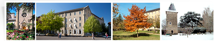 photos du parc de la Maison d'accueil Sainte Claire à Villefranche de Rouergue au printemps, en été, en automne, en hiver