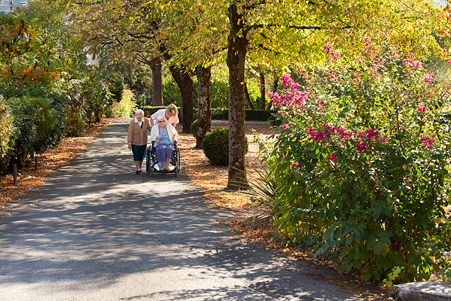 Aide menagère, promenade dans le jardin